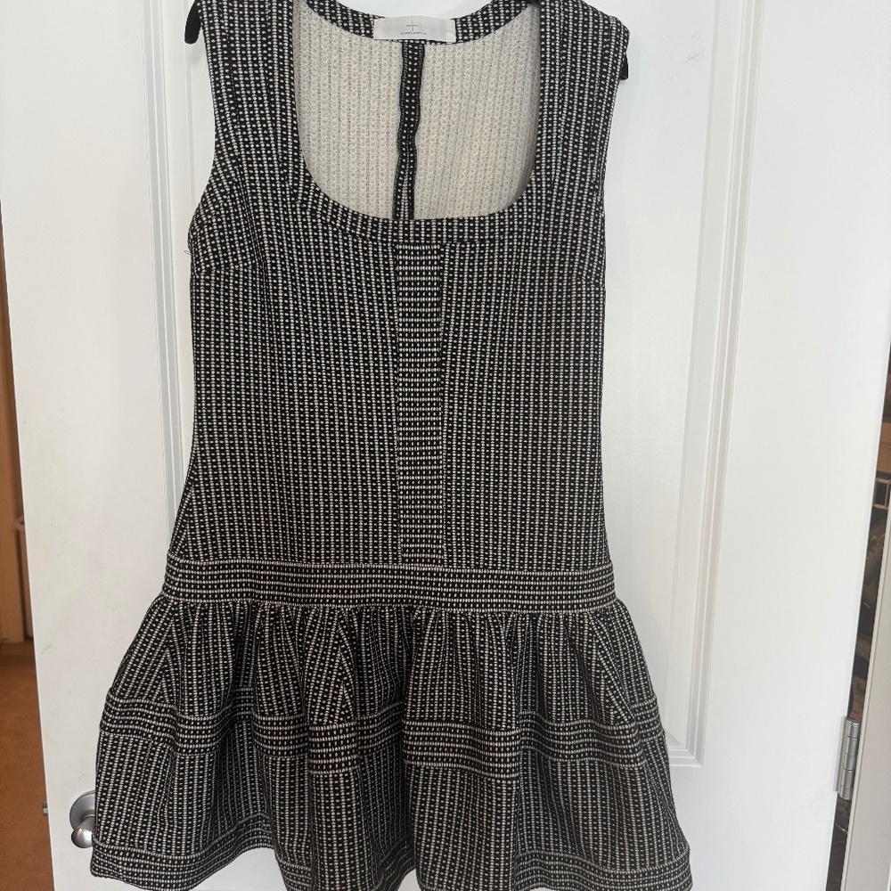 Black and white Thakoon deop waist knit dress